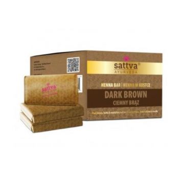 Vopsea henna Saten Inchis cu unt de shea si uleiuri, – Sattva Ayurveda, 3x80gr