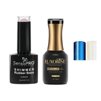 Kit manichiura: Shimmer Rubber Base+Oja Semipermanenta+Pigment Unghii+Foita Creponata Unghii