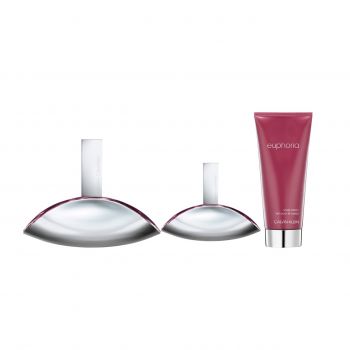 Set Cadou Calvin Klein Euphoria, Femei, Apa de Parfum. 100 ml + Lotiune de corp, 100 ml + Mini Apa de Parfum, 30 ml
