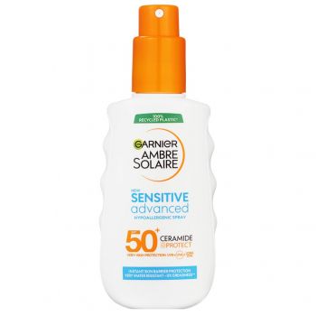 Spray de corp pentru adulti cu protectie solara SPF 50+ Sensitive Advanced Ambre Solaire Garnier, 150 ml