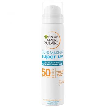 Spray pentru fata cu protectie solara SPF 50 Over Makeup Super UV Ambre Solaire Garnier, 75 ml