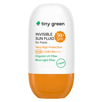 Tiny Green crema fluidă solară, invizibila 50+ SPF, vegană 50 ml