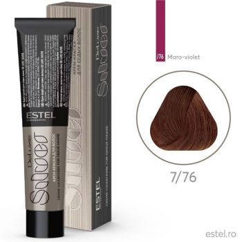 Vopsea-crema permanenta pentru par alb De Luxe SILVER, 7/76 Castaniu maro-violet, 60 ml