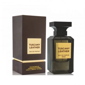 Apa de parfum, Fragrance World, Tuscany Leather, unisex, 80 ml