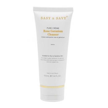 Crema demachianta cu Rose Geranium - curatare delicata si luxoasa pentru piele uscata si sensibila Sasy&Savy, 100 ml