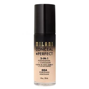 Fond de Ten si Corector - Milani Conceal + Perfect 2-in-1 Foundation + Concealer, nuanta 00A Porcelain, 30 ml