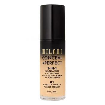 Fond de Ten si Corector - Milani Conceal + Perfect 2-in-1 Foundation + Concealer, nuanta 01 Creamy Vanilla, 30 ml