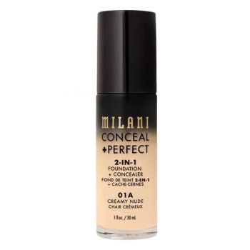Fond de Ten si Corector - Milani Conceal + Perfect 2-in-1 Foundation + Concealer, nuanta 01A Creamy Nude, 30 ml