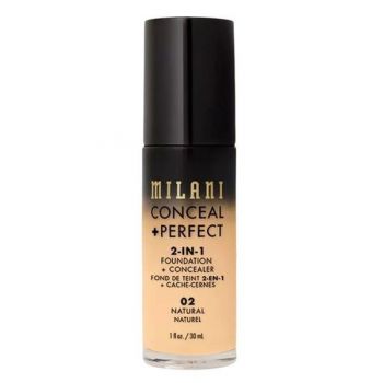 Fond de Ten si Corector - Milani Conceal + Perfect 2-in-1 Foundation + Concealer, nuanta 02 Natural, 30 ml