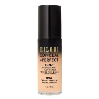 Fond de Ten si Corector - Milani Conceal + Perfect 2-in-1 Foundation + Concealer, nuanta 02A Creamy Natural, 30 ml