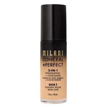 Fond de Ten si Corector - Milani Conceal + Perfect 2-in-1 Foundation + Concealer, nuanta 0401 Golden Beige, 30 ml