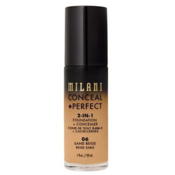 Fond de Ten si Corector - Milani Conceal + Perfect 2-in-1 Foundation + Concealer, nuanta 06 Sand Beige, 30 ml