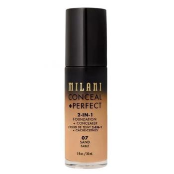 Fond de Ten si Corector - Milani Conceal + Perfect 2-in-1 Foundation + Concealer, nuanta 07 Sand, 30 ml