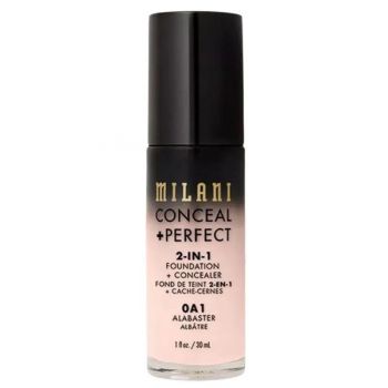 Fond de Ten si Corector - Milani Conceal + Perfect 2-in-1 Foundation + Concealer, nuanta 0A1 Alabaster, 30 ml