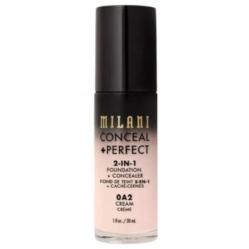 Fond de Ten si Corector - Milani Conceal + Perfect 2-in-1 Foundation + Concealer, nuanta 0A2 Cream, 30 ml
