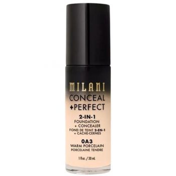 Fond de Ten si Corector - Milani Conceal + Perfect 2-in-1 Foundation + Concealer, nuanta 0A3 Warm Porcelain, 30 ml