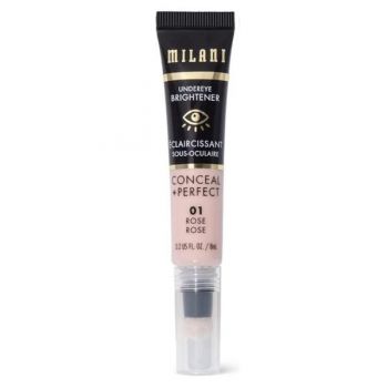 Iluminator pentru Zona de Sub Ochi - Milani Conceal + Perfect Undereye Brightener, nuanta 01 Rose, 8 ml