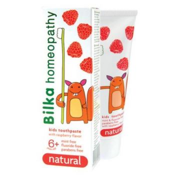 Pasta de Dinti pentru Copii Bilka Homeopathy Organic 6 + Zmeura, 50 ml