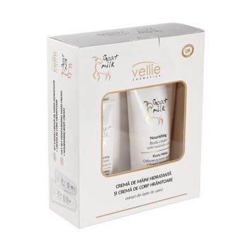 Set ingrijire corporala cu extract din lapte de capra Vellie Goat Milk ( crema corp 200 ml + crema maini 100 ml )