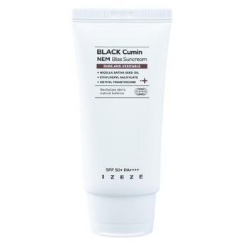 Crema cu protectie solara SPF 50+ PA++++ cu ulei de Chimen Negru, Niacinamide si unt de Shea, Black Cumin NEM, IZEZE, 50 ml