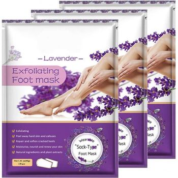 Set 3 Masti Exfoliante pentru Picioare tip Soseta cu Lavanda, Repara Calcaiele Crapate