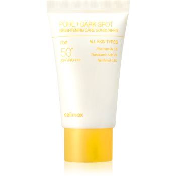 celimax Pore+Dark Spot Brightening Care Suncream cremă iluminatoare cu protecție solară SPF 50+