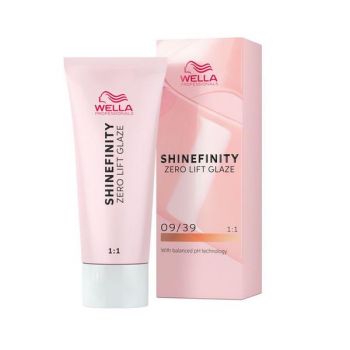 Vopsea Translucida Demipermanenta - Wella Professionals Shinefinity Zero Lift Glaze, nuanta 09/39 Iridescent Gold, 60 ml