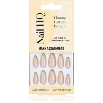 Nail HQ Almond Lemon French unghii artificiale cu lipici