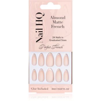 Nail HQ Almond Matte French unghii artificiale cu lipici