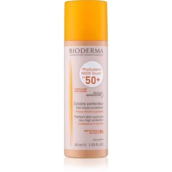 Bioderma Photoderm Nude Touch fluid tonifiant de protecție pentru piele mixtă și grasă SPF 50+