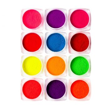 Pigment Neon Unghii LUXORISE - set 12 bucati