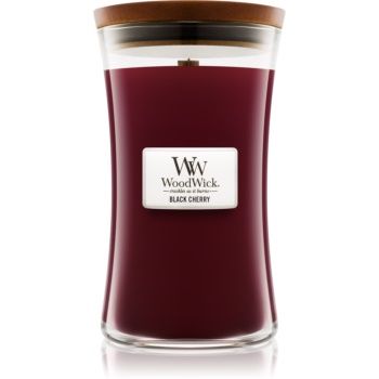 Woodwick Black Cherry lumânare parfumată cu fitil din lemn