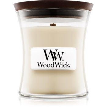 Woodwick Linen lumânare parfumată cu fitil din lemn