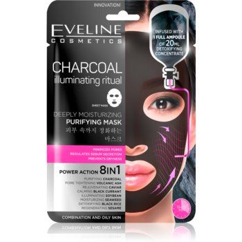 Eveline Cosmetics Charcoal Illuminating Ritual mască de curățare și super-hidratare