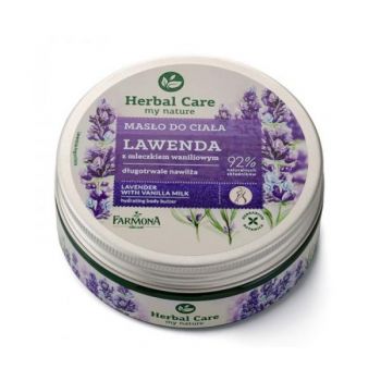 Unt Hidratant de Corp cu Lavanda si Lapte de Vanilie - Farmona Herbal Care Lavender with Vanilla Milk Salt Body Scrub, 200 ml