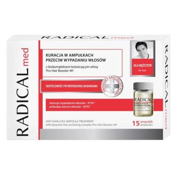 Tratament Fiole Impotriva Caderii Parului pentru Barbati - Farmona Radical Med Anti Hair Loss Ampoule Treatment for Men, 15 x 5 ml