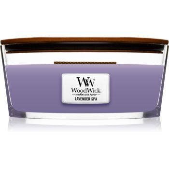 Woodwick Lavender Spa lumânare parfumată cu fitil din lemn (hearthwick)