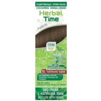 Crema Coloranta pe Baza de Henna Rosa Impex Herbal Time, nuanta 10 Natural Brown, 75ml de firma originala