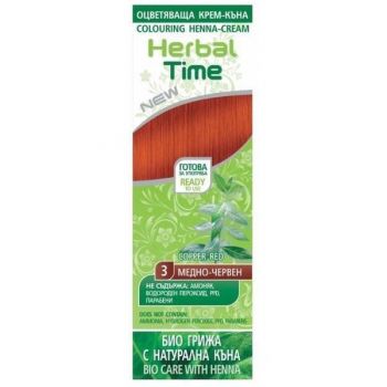 Crema Coloranta pe Baza de Henna Rosa Impex Herbal Time, nuanta 3 Copper Red, 75ml de firma originala