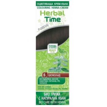 Crema Coloranta pe Baza de Henna Rosa Impex Herbal Time, nuanta 6 Chocolate, 75ml