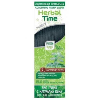 Crema Coloranta pe Baza de Henna Rosa Impex Herbal Time, nuanta 7 Natural Black, 75ml ieftina