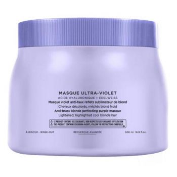 Masca Violet pentru Neutralizarea Tonurilor Galbene - Kerastase Blond Absolu Masque Ultra-Violet Anti-Brass Blonde Perfecting Purple Masque, 500ml