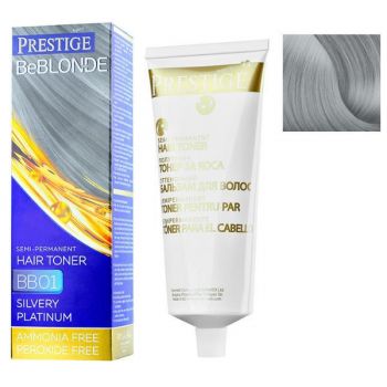 Vopsea de Par Semi-Permanenta Rosa Impex Prestige VIP's BeBlonde Hair Toner, nuanta BB01 Silvery Platinum, 100ml ieftina