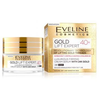 Crema luxurianta de intinerire, Eveline Cosmetics, Gold Lift Expert cu aur de 24K 40+, 50ml