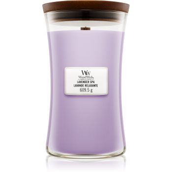 Woodwick Lavender Spa lumânare parfumată cu fitil din lemn