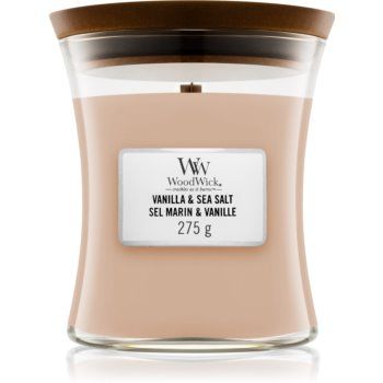 Woodwick Vanilla & Sea Salt lumânare parfumată cu fitil din lemn